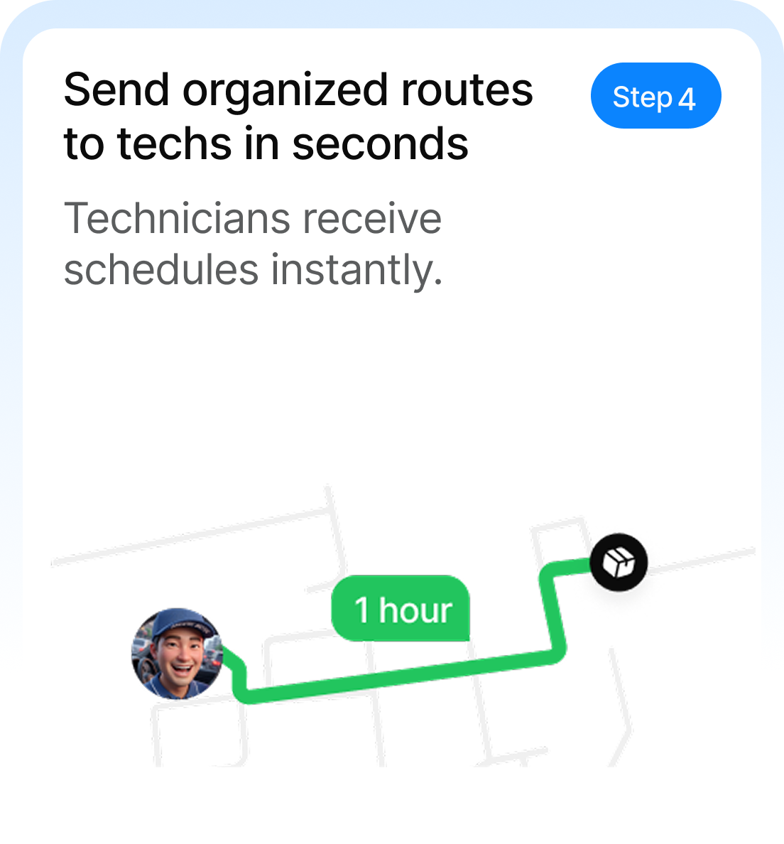 Send organized routes workflow step